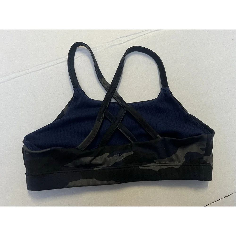 ATHLETA GIRL Sports Bra Girls Size Medium 8-10 Dark Blue Navy Camo Strappy